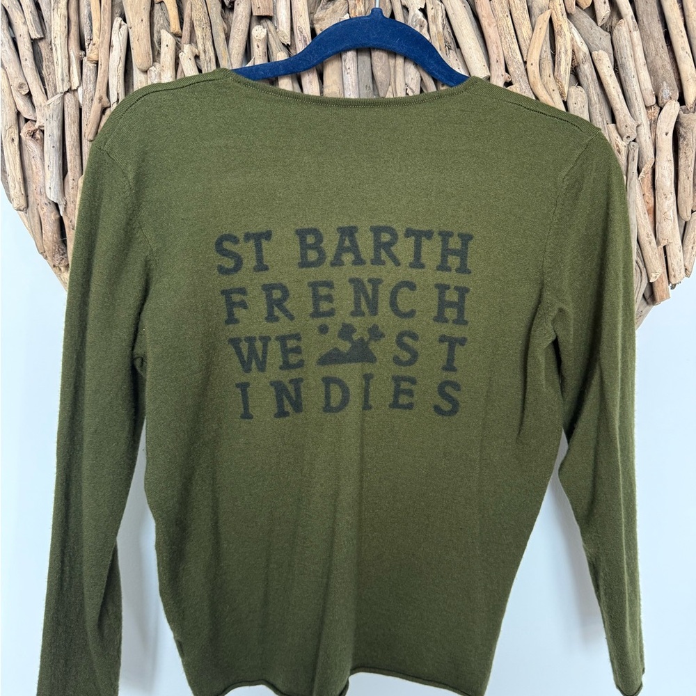 MC2 Saint Barth cashmere Olive Sweater with Graphic Text
